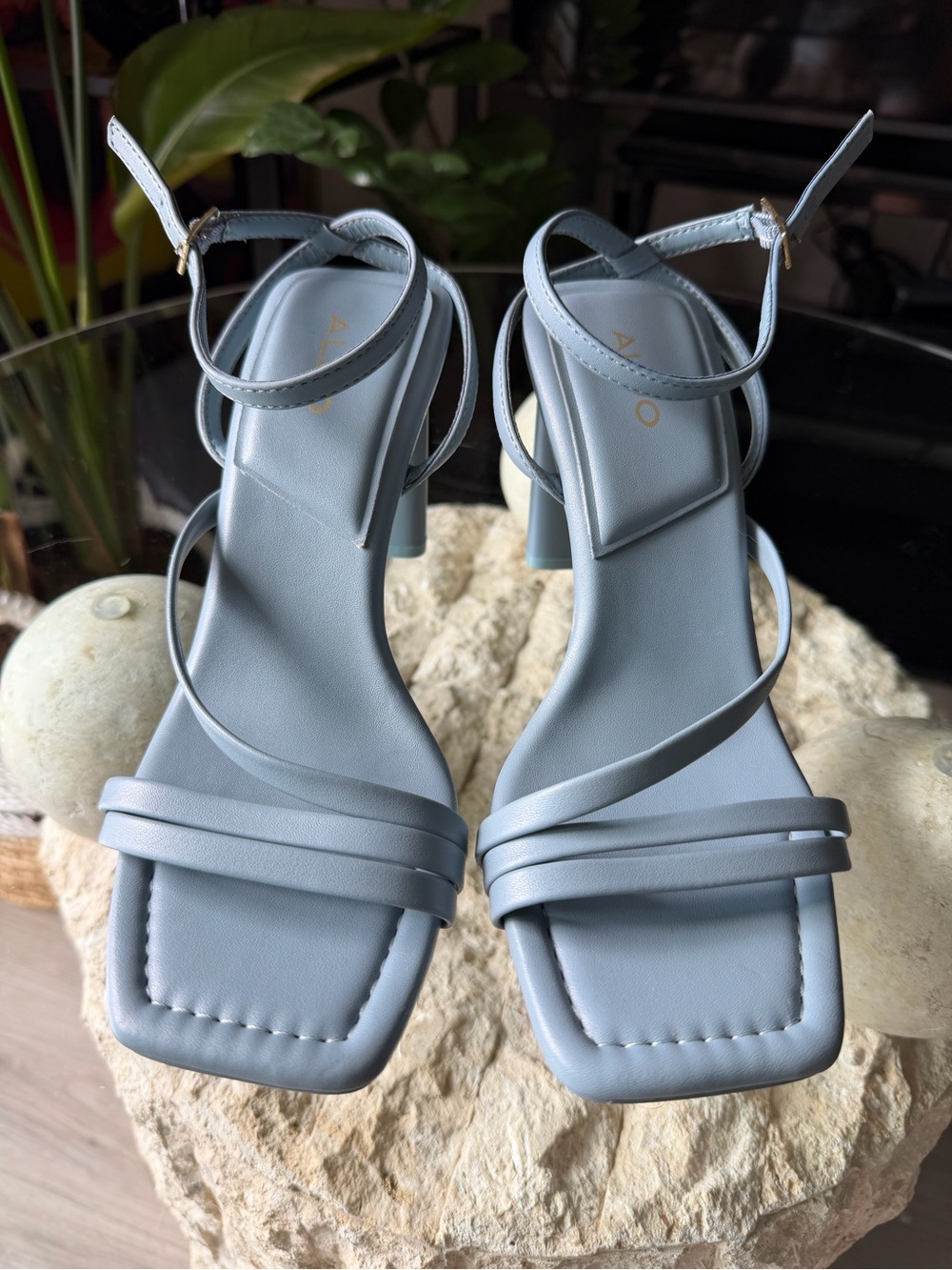ALDO Malena Women’s Size 7 Blue Strappy Square Toe Block Heel Sandals